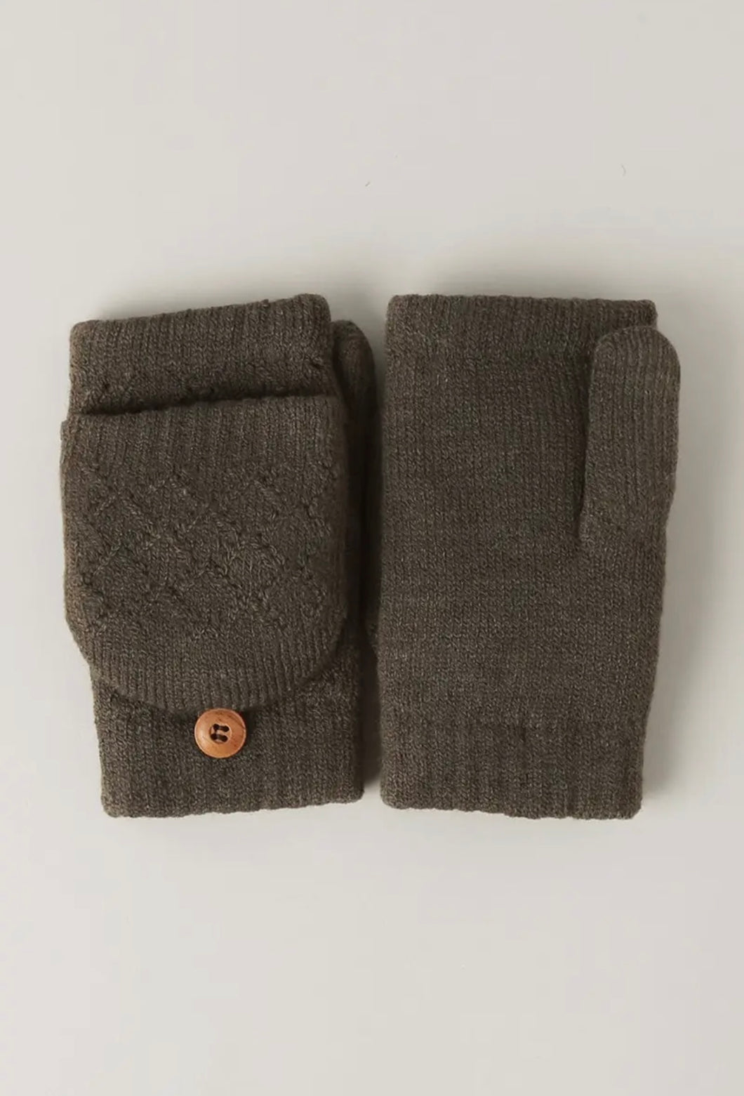 Convertible Fingerless Mittens Gloves - Charcoal