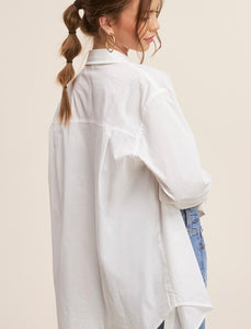 Cassie Classic Button Down Top- White