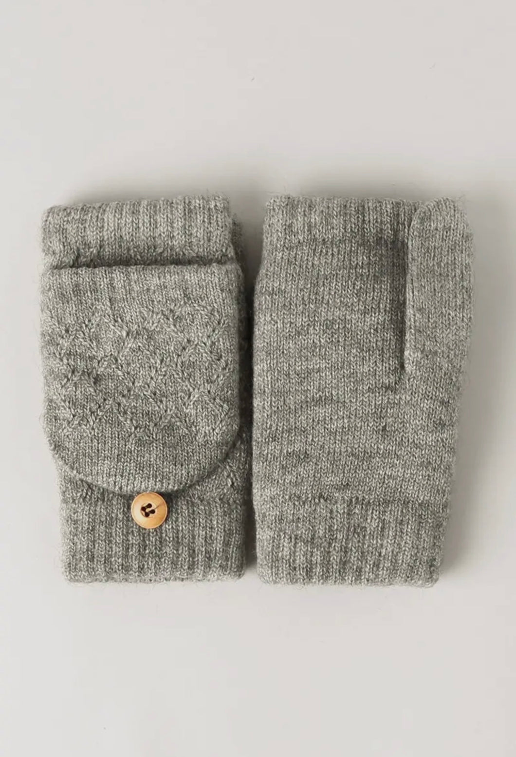 Convertible Fingerless Mittens Gloves - Grey