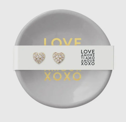 Ceramic Ring dish & Earring Set - Love Amore