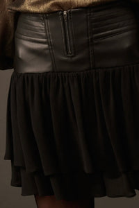 Amalia Faux Leather Mini Skirt- Black