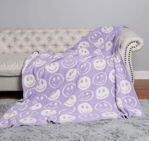 Oh So Soft Smiley Face Blanket - Lavender
