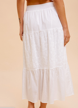 Load image into Gallery viewer, Eva Eyelet Maxi Skirt - White