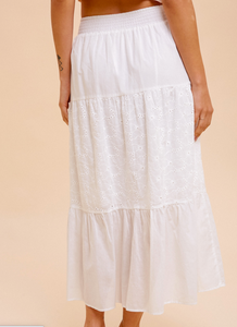 Eva Eyelet Maxi Skirt - White