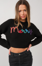 Load image into Gallery viewer, Merry Cropped Sweater- Black