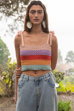 Load image into Gallery viewer, Tiffany Tie-shoulder Sweater Crop Tank Top - Rainbow Sherbert
