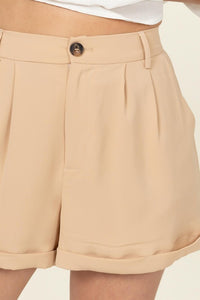 Cynthia Pleated Cuff Hem Shorts - 2 Colors