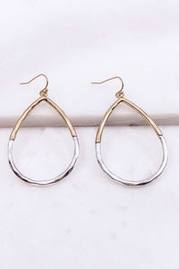 Two Tone Teardrop Earrings - Gold/Silver
