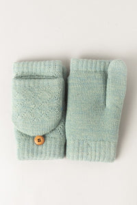 Convertible Fingerless Mittens Gloves - Light Blue