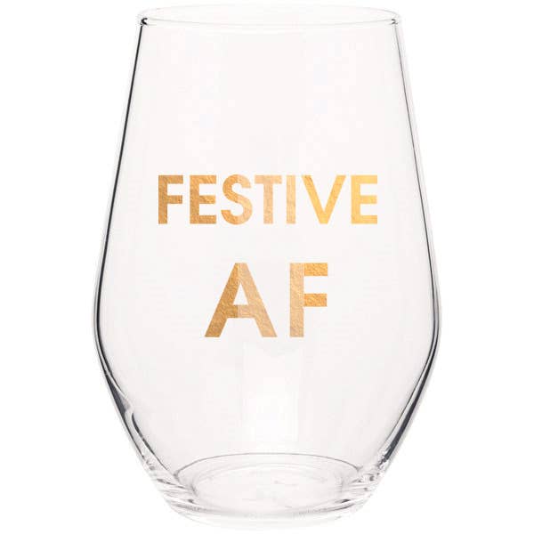 Festive AF Stemless Wine Glass