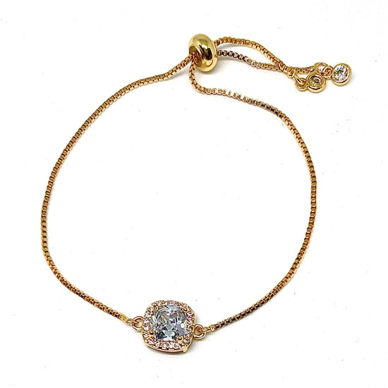 Cushion Crystal Bracelet - Gold