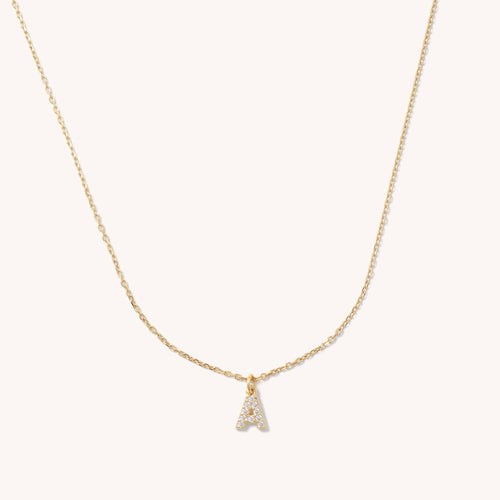 Mini Crystal Initial Charm Necklace