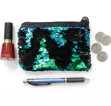 Load image into Gallery viewer, Mermaid Sequin Small Pouch - Blue, Green &amp; Black