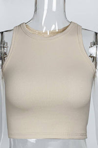 Samantha Classic Ribbed Cropped Tank-Nude