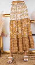 Load image into Gallery viewer, Stolen Kiss Aztec Mini Ruffle Skirt - Mustard