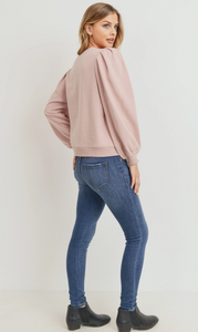 Stand By Me Bubble Sleeve Pulllover - Dusty Rose
