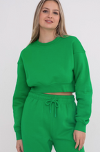 Load image into Gallery viewer, Fiona Cropped Fleece Sweatshirt - Kelly Green
