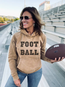 Football vintage wash graphic hoodie - Taupe