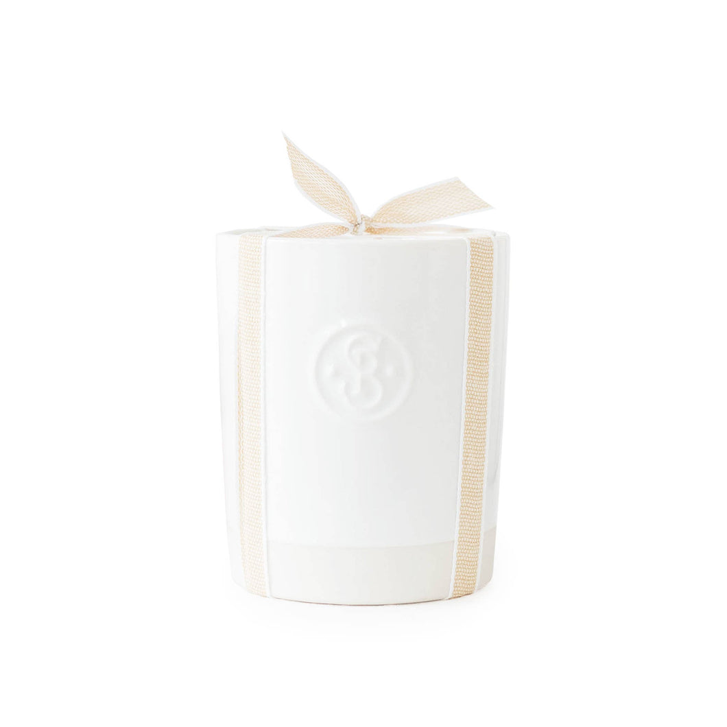 Crisp White Linen Ceramic Candle