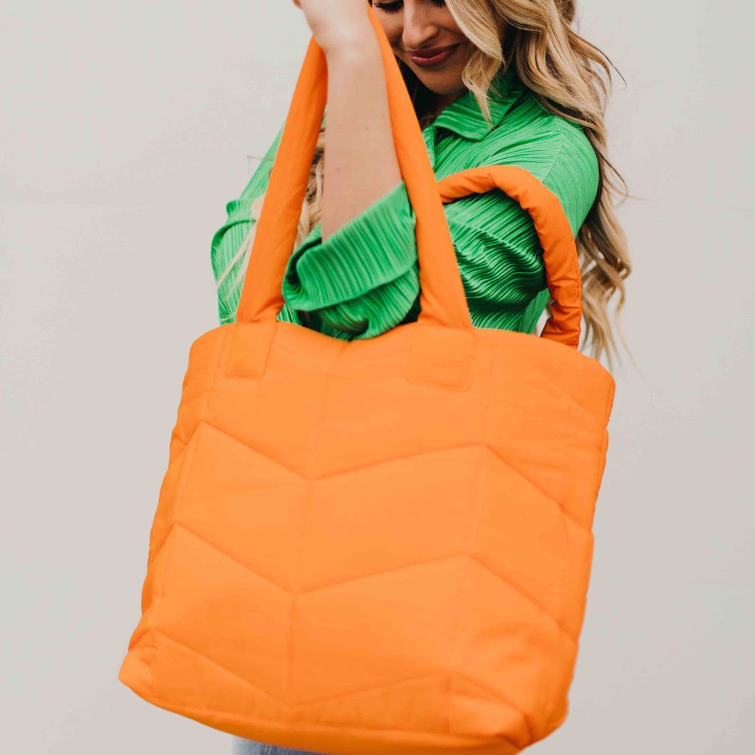 Naomi Nylon Tote Bag - Orange