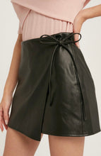 Load image into Gallery viewer, Tory Vegan Leather Crossover Skort - Black