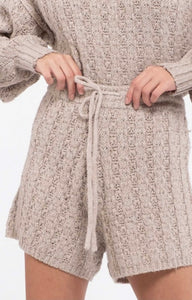 Cute & Cozy Cable Knit Shorts- Taupe