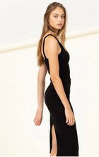 Load image into Gallery viewer, Showtime Ribbed Midi Dress- Black