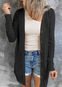 Kelly Button Front Cardigan - Black