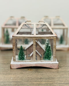 Frosted House lighted Ornament - 4 window