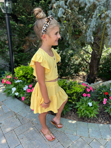 Oh So Cute Tiered Skirt Set- Yellow