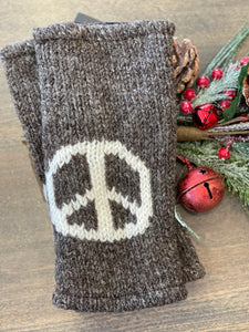 Woven Knit Peace Hand Warmer - Mocha