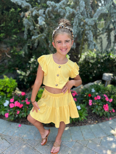 Oh So Cute Tiered Skirt Set- Yellow