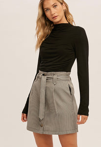 Jules Belted Paperbag Mini Skirt - Black