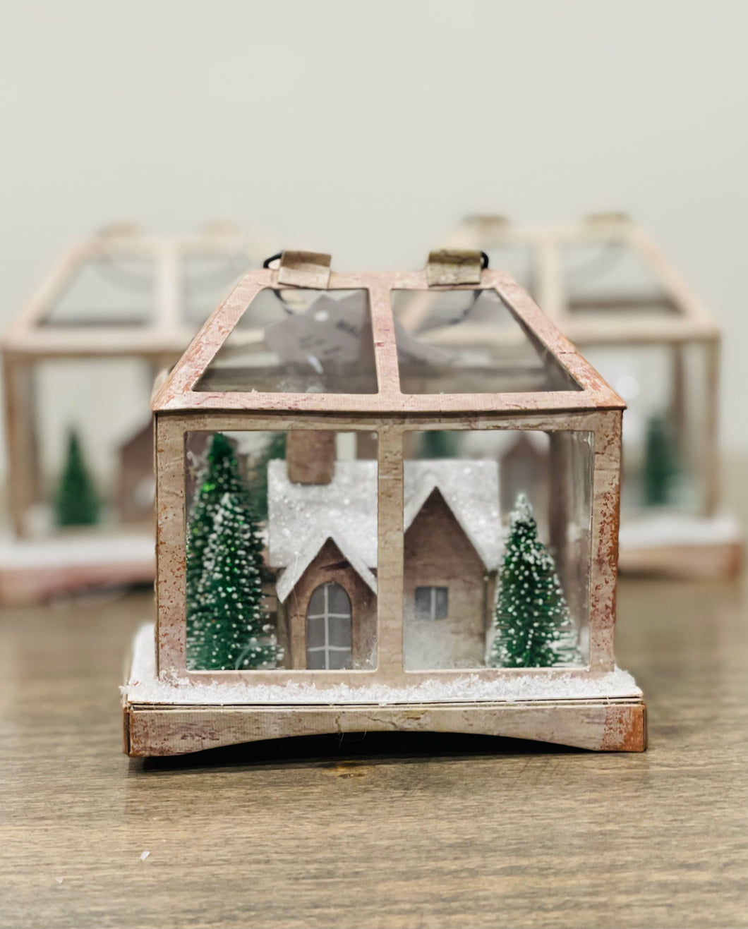 Frosted House lighted Ornament - 2 window