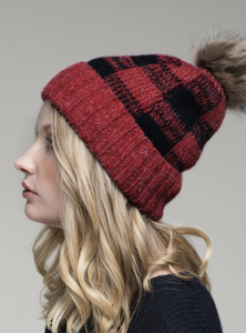 Buffalo Plaid Winter Hat- Red/Black