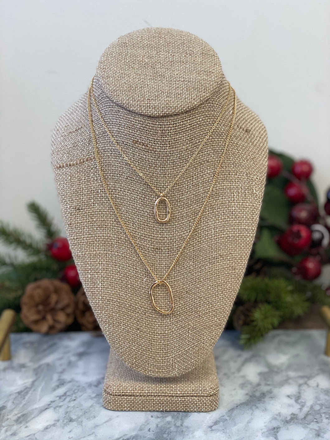 Double Layered Hammered Circle Necklace