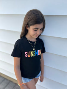 Sunshine Flocked T-Shirt - Black