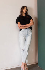 Milly High Rise Mom Jeans- Light Wash