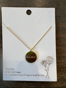 Mama Pendant Necklace - Gold or Silver