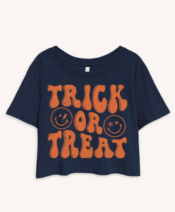Trick or Treat Graphic Tee- Navy