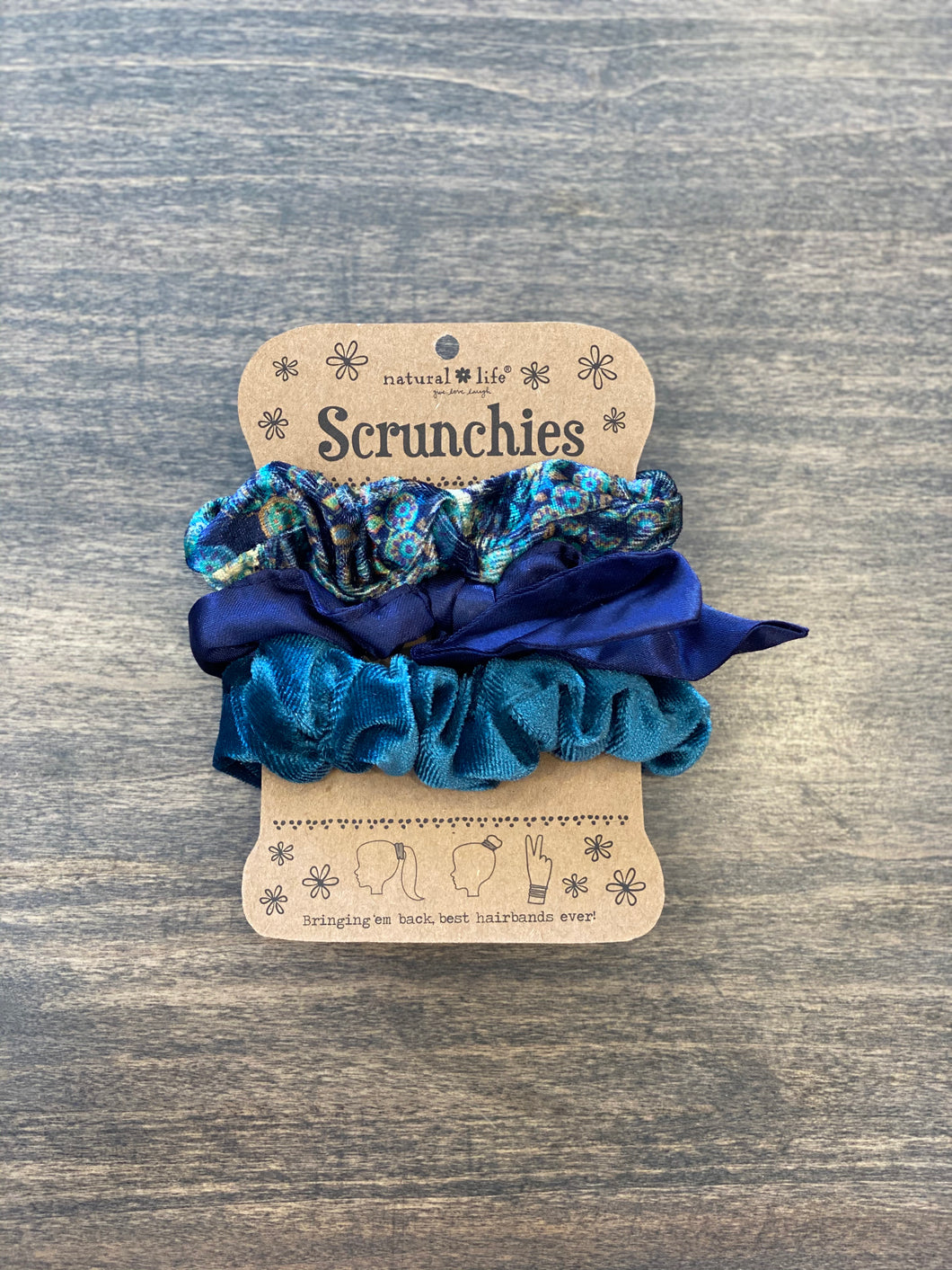 Scrunchies- 3 Pack Navy bow