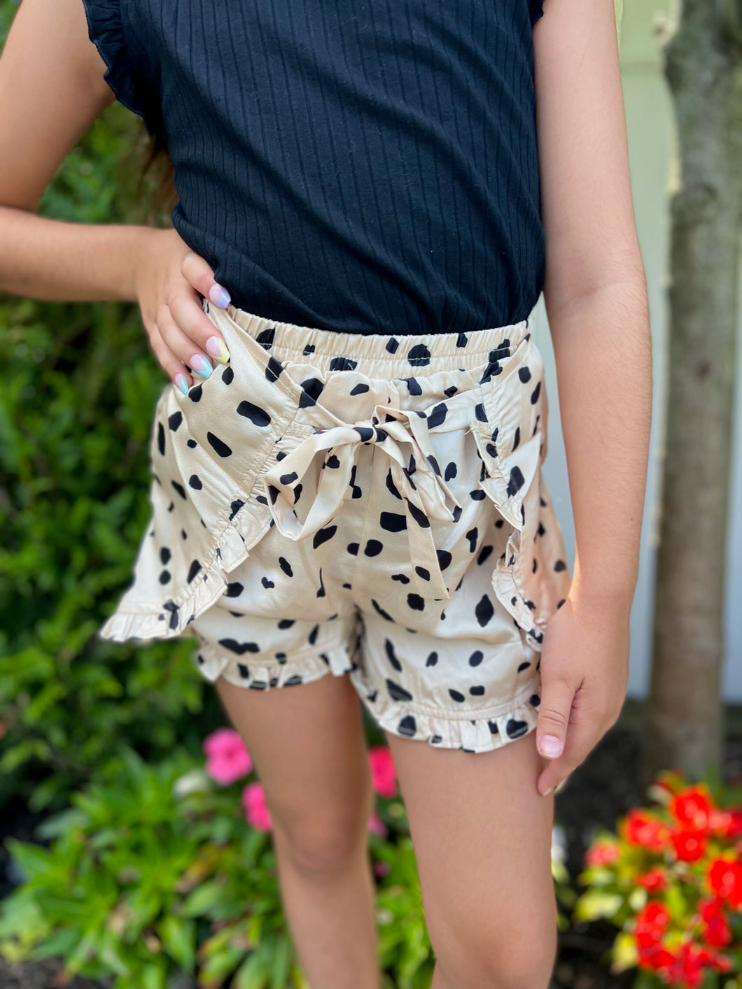 Addy Polka Dot Ruffle Shorts - Ivory