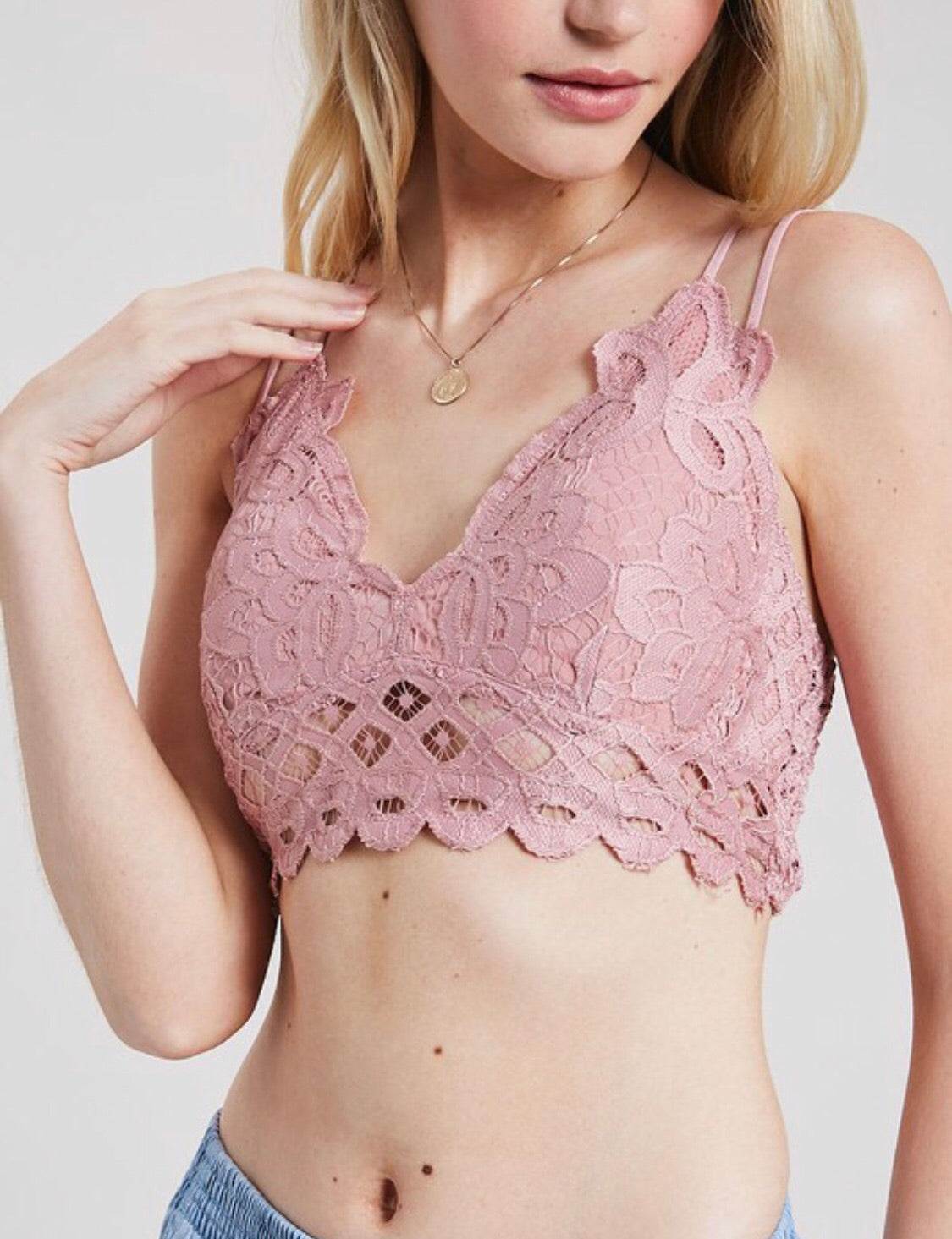 Free People Lace Reese Bralette Powder Pink Small NWT - $26 New With Tags -  From Moda