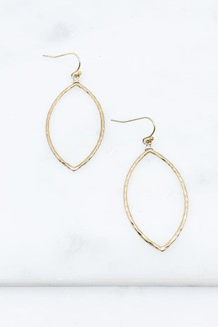 Oblong Wire Wrapped Earrings- Worn Gold